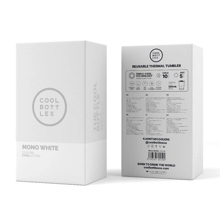 Cool Bottles Kubek termiczny 550 ml Triple cool Mono White