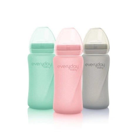 Szklany bidon ze słomką 240 ml, różowy, Everyday Baby