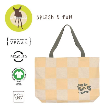 Lassig Torba plażowa 100% bawełna organiczna GOTS Krata vanilla/sea salt
