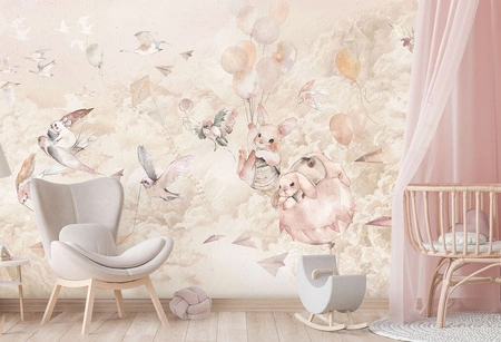 DREAM Baby Rose - Tapeta W Chmury I Zwierzątka Malumi