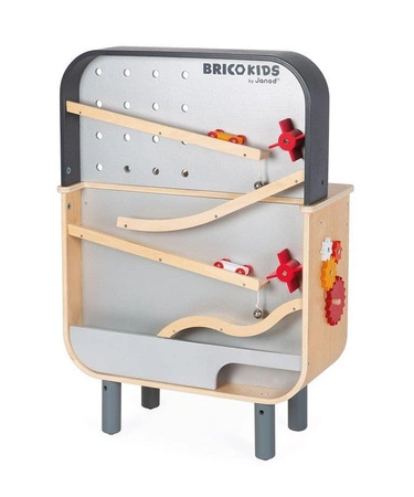 Dwustronny drewniany stolik warsztatowy z 34 akcesoriami Brico'kids 3-8 lat, Janod