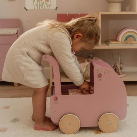 Little Dutch Drewniany wózek dla lalek z pościelą FSC LD7096