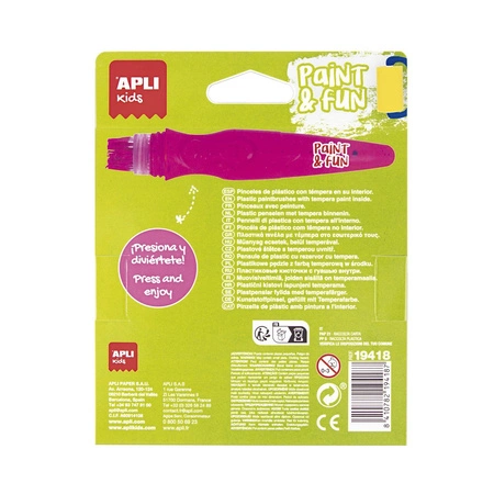 Farby w tubie z pędzelkiem Apli Kids - Kolory nenonowe 6 szt.