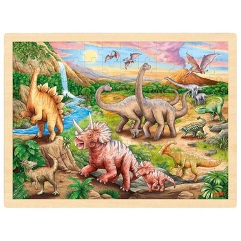 Puzzle drewniane Tropem Dinozaura 96 el. Goki 57348