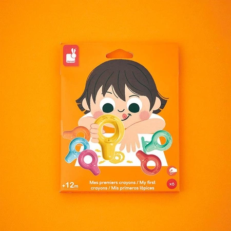 Janod Pierwsze kredki świecowe z uchwytem 6 kolorów 12m+