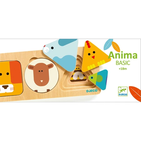 Puzzle drewniane warstwowe ZWIERZĄTKA DJ06206