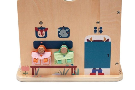 LILLIPUTIENS Drewniana rozkładana Szkoła z 3 figurkami i akcesoriami 3 lata+