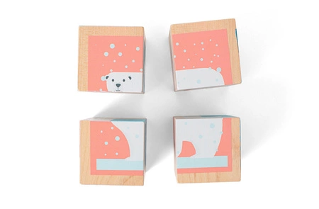 BS Toys, 4 drewniane klocki/puzzle Zwierzęta Arktyki