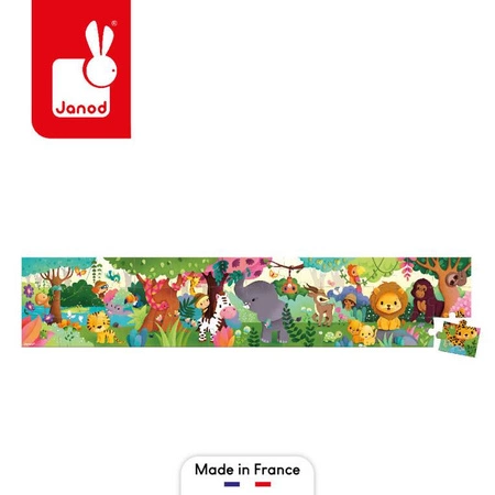 Puzzle panoramiczne w walizce Dzikie zwierzęta 36 elementów 4+, Made in France, Janod
