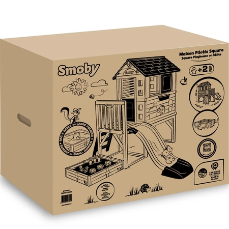 SMOBY Domek na Palach z Piaskownicą i Zjeżdżalnią