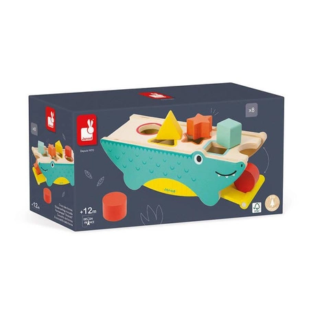 Drewniany sorter krokodyl Tropik 12m+, Janod