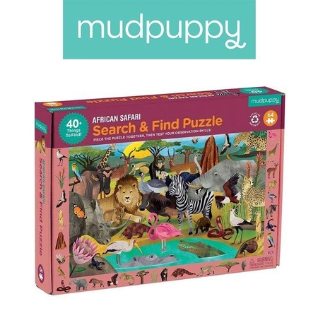 Mudpuppy Puzzle obserwacyjne Afrykańskie safari 64 elementy 4+