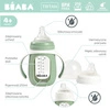 Beaba Szklana butelka treningowa w silikonowej osłonce 2w1 210 ml Sage green
