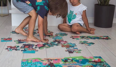 Świecące puzzle z mini-lampką UV Las 24 elementy 3+, Janod