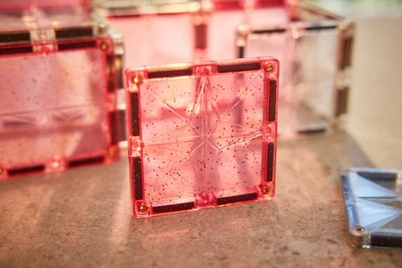 Cleverclixx - Klocki magnetyczne Glitter Tiles Pack Transparent / Pink - 16 el.
