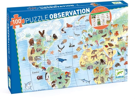 Puzzle ZWIERZĘTA ŚWIATA z książeczką 100el.DJ07420