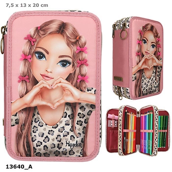 Piórnik 3-komorowy z wyposażeniem Top Model Leoheart 13640A