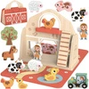 TOOKY TOY Drewniana Składana Farma w Walizce ze Zwierzątkami