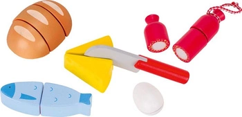 Drewniany zestaw do krojenia z chlebem, 51563-Goki, zabawy w kuchnie dla dzieci