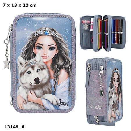 Piórnik 3-komorowy z wyposażeniem Top Model Wolf 13149A