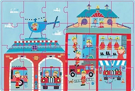 Puzzle w kartonowym domku Apli Kids - W straży pożarnej 3+