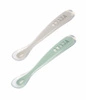 Beaba Zestaw 2 łyżeczek silikonowych w podróżnym etui 4 m+ Sage Green