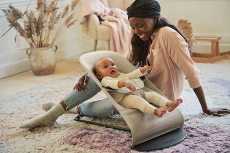 BABYBJORN - leżaczek BALANCE SOFT COTTON/JERSEY - Beżowy/Szary