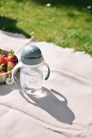 Beaba Bidon niekapek ze słomką tritanowy 300 ml Mineral grey