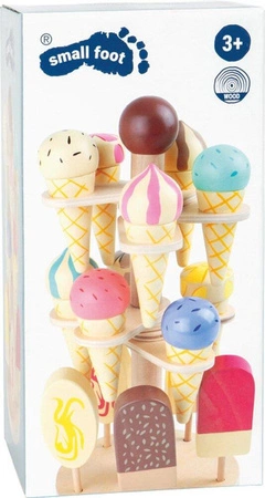Lody drewniane do zabawy z drewnianym stojakiem obrotowym Small Foot 1248 lodziarnia dla dzieci