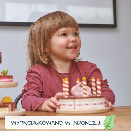 Czekoladowy, drewniany tort urodzinowy, Tender Leaf Toys