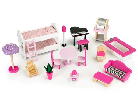 Drewniany domek dla lalek z windą xxl zjeżdżalnia ECOTOYS