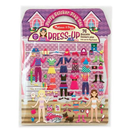 Książeczka Przebieranki i Moda z naklejkami wielokrotnego użytku 12195-Melissa & Doug, naklejki
