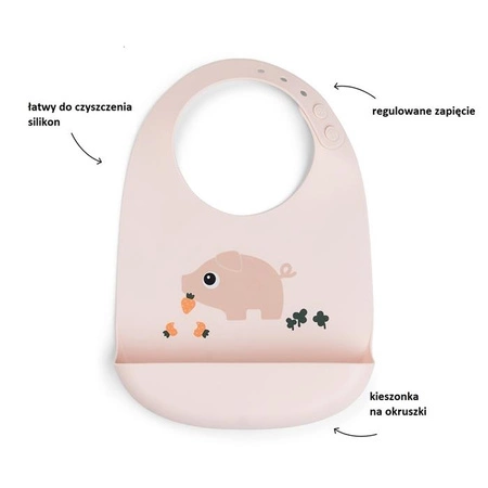 Done by Deer Śliniak Silikonowy z Kieszonką Świnka Pigee Powder