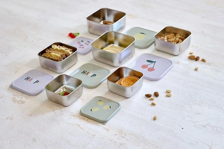 Lassig Pojemnik na przekąski snackbox ze stali nierdzewnej 3 szt. Happy Fruits Cherry