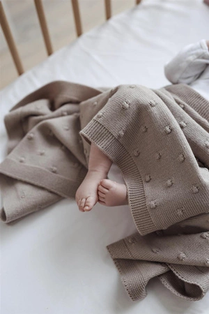 ooh noo Kocyk dla niemowląt "Popcorn" - Piaskowy