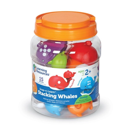 Figurki do nauki liczenia i poznawania kolorów, Wieloryby, Zestaw 10 szt. - Snap & Learn