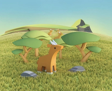 Halftoys Magnetyczna Składana Antylopa z Makietą