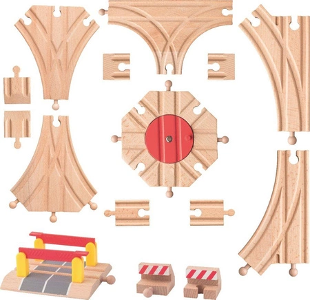 Akcesoria do kolejek z obrotnicą - zestaw 15 elementów