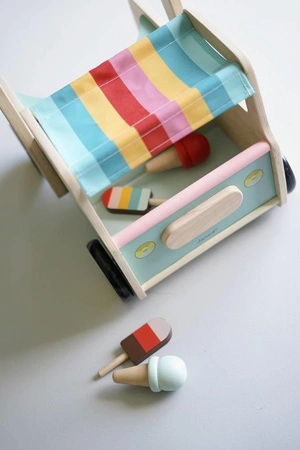 Drewniany pchacz Furgonetka z lodami 12m+, Janod