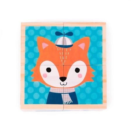 Klocki drewniane Puzzle 6w1 Las, Janod