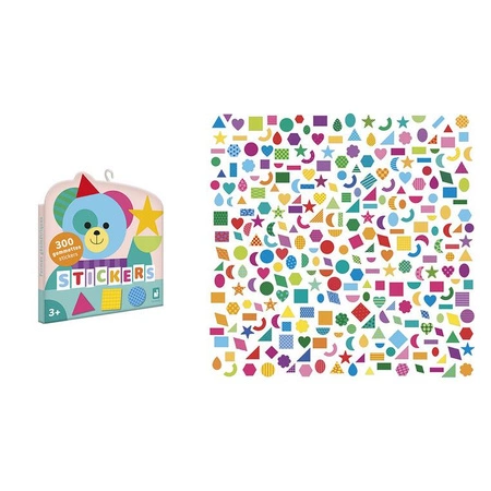 Janod Naklejki wielorazowe 300 szt. Figury geometryczne 3+