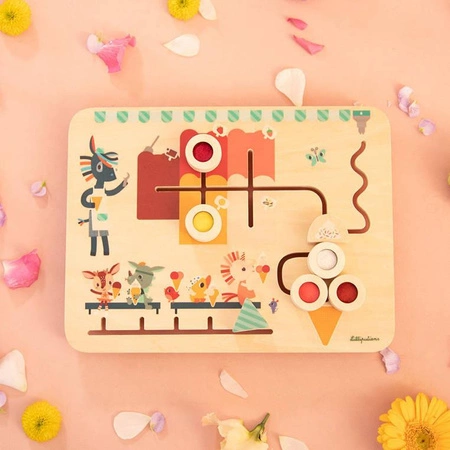 LILLIPUTIENS Drewniana tablica labirynt sensoryczny Lodziarnia 18 m+