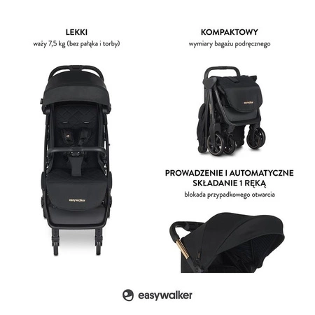 Easywalker Jackey Special Edition Kompaktowy, samoskładający się wózek spacerowy z torbą transportową Gold