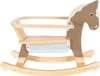 Uroczy drewniany konik na biegunach z oparciem 12291-Small Foot, konie na biegunach dla dzieci