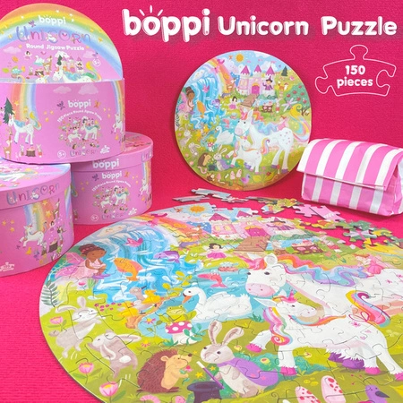 BOPPI, Puzzle okrągłe 58 cm - Jednorożce 150 elem.