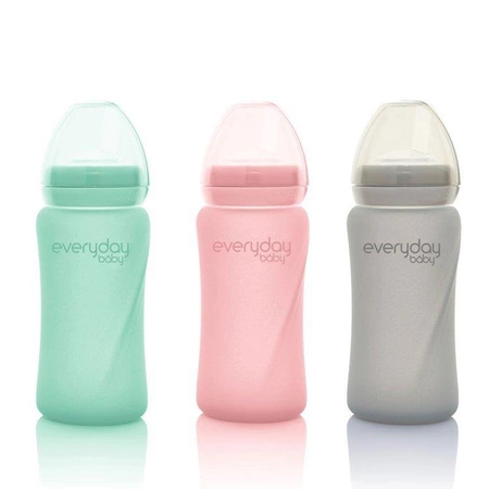 Szklany bidon ze słomką 240 ml, miętowy, Everyday Baby