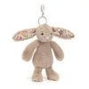 JellyCat - Breloczek Króliczek z Kwiecistymi Uszami Beżowy „Petal” 18 cm