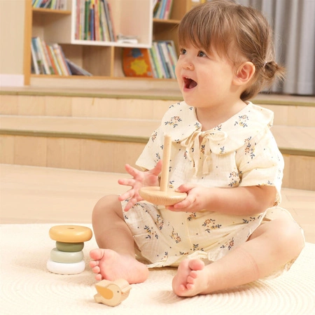 VIGA PolarB Drewniana Piramidka Edukacyjna - Ptaszek