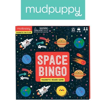 Mudpuppy Podróżna magnetyczna gra planszowa bingo W kosmosie 4+