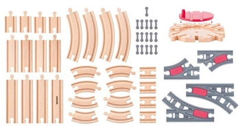 Zestaw torów do kolejek z obrotnicą - zestaw 50 elementów